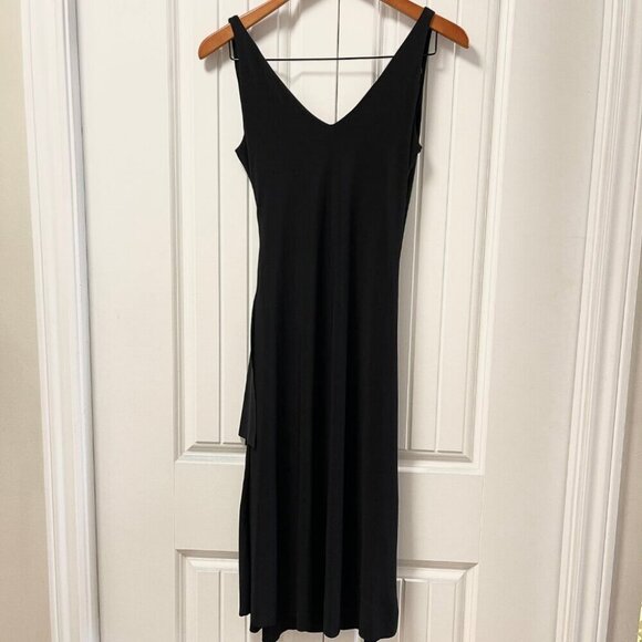 Vintage Draped V-neck Sleevless Dress Black – XS/S - Picture 4 of 11